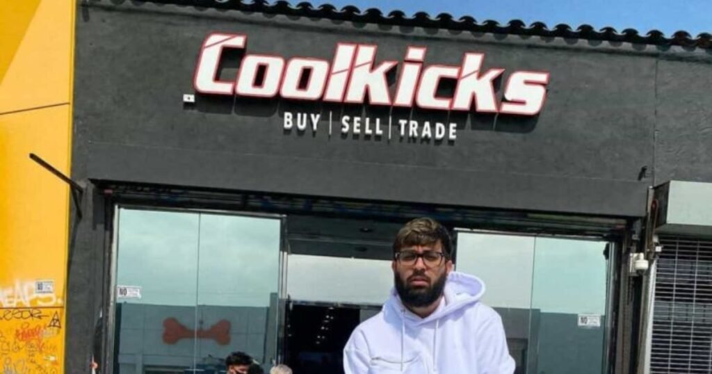 Adeel Shams standing in front of the Cool Kicks store, the buy-sell-trade sneaker hub behind his multi-million dollar business success.