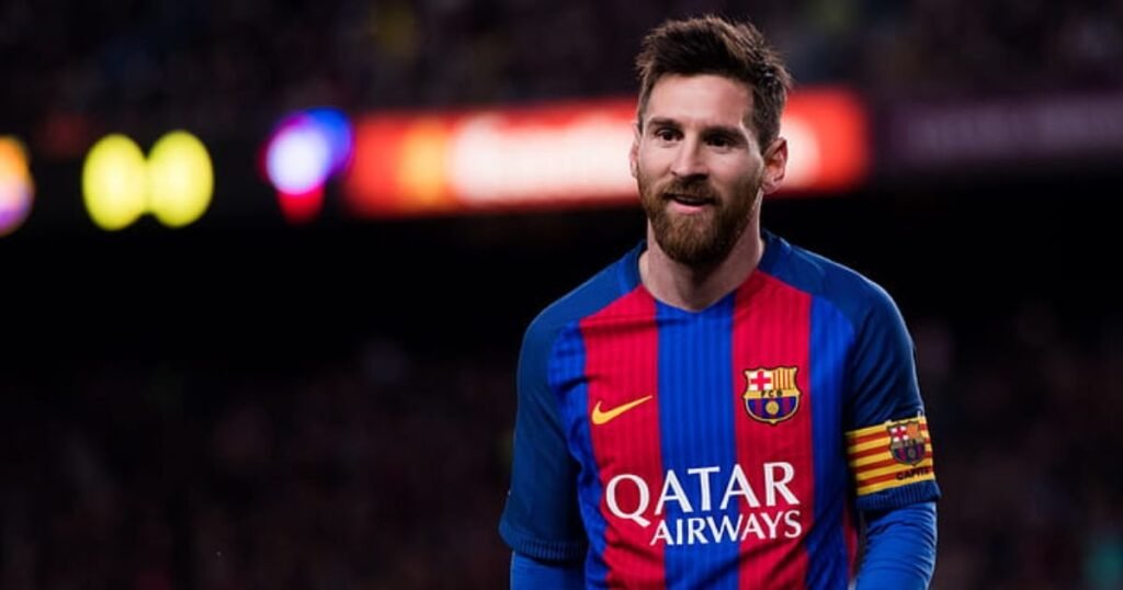 Lionel Messi personal life – Barcelona captain smiling during match reflecting his humble personality and family values.