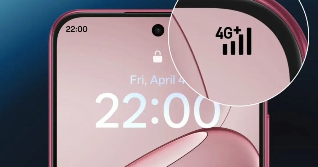 OPPO A6 Pro smartphone screen showing strong 4G+ connectivity signal.