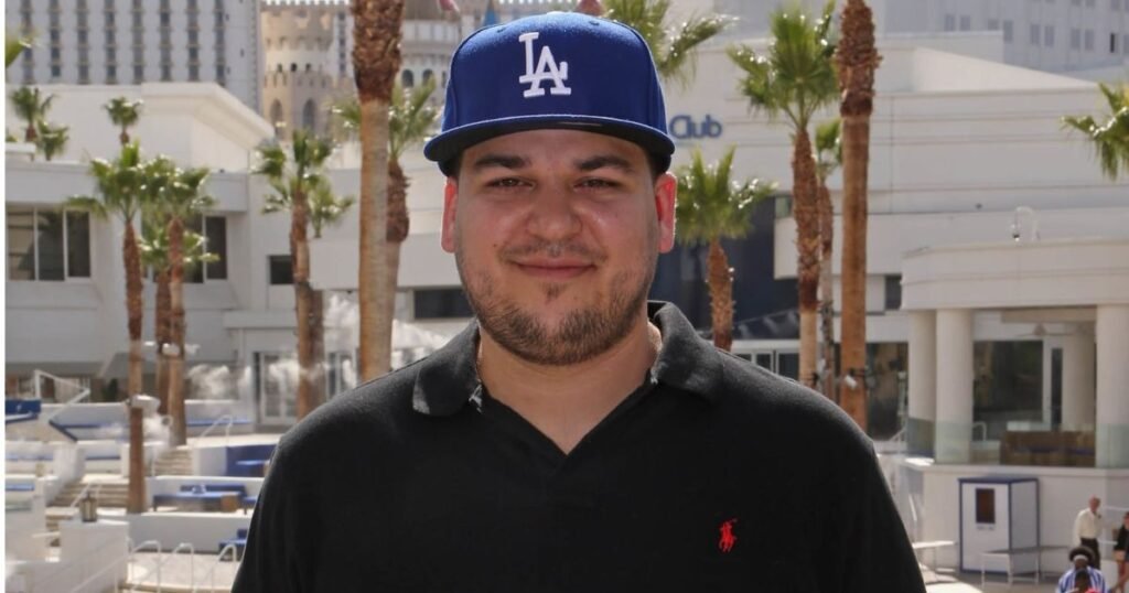 Rob Kardashian posing in a casual outfit, American television personality and entrepreneur.