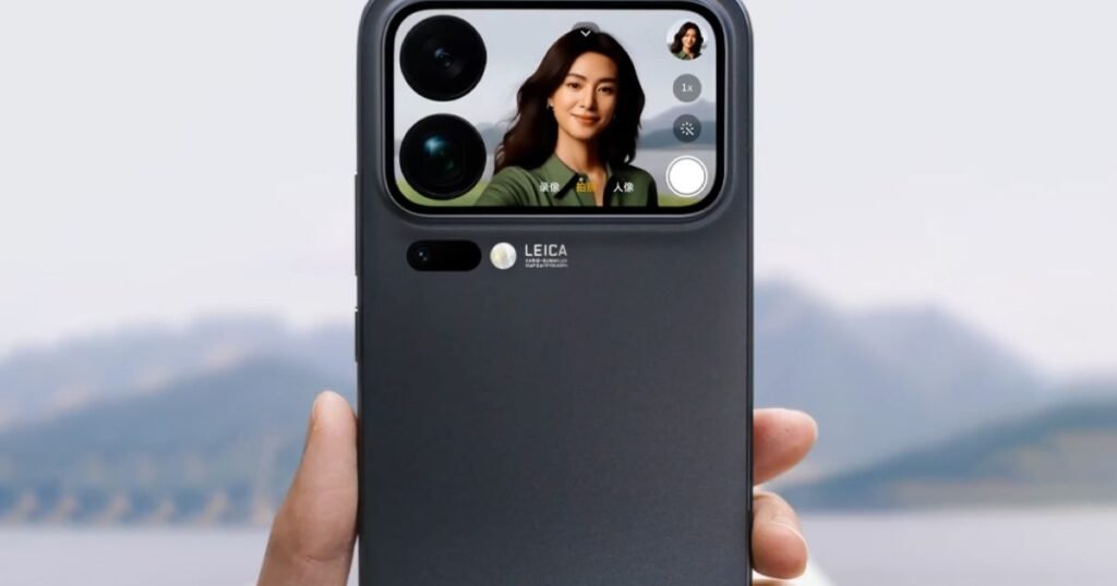 Rear view showing secondary display beside Leica dual cameras