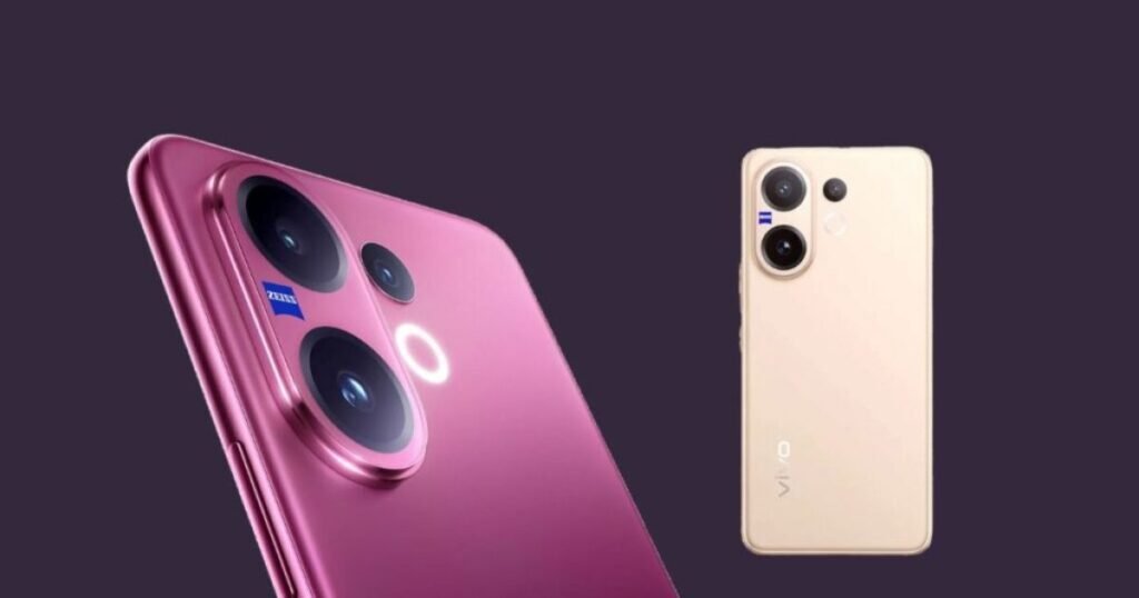 :vivo v60e design and colors in blue gold and grey with premium finish