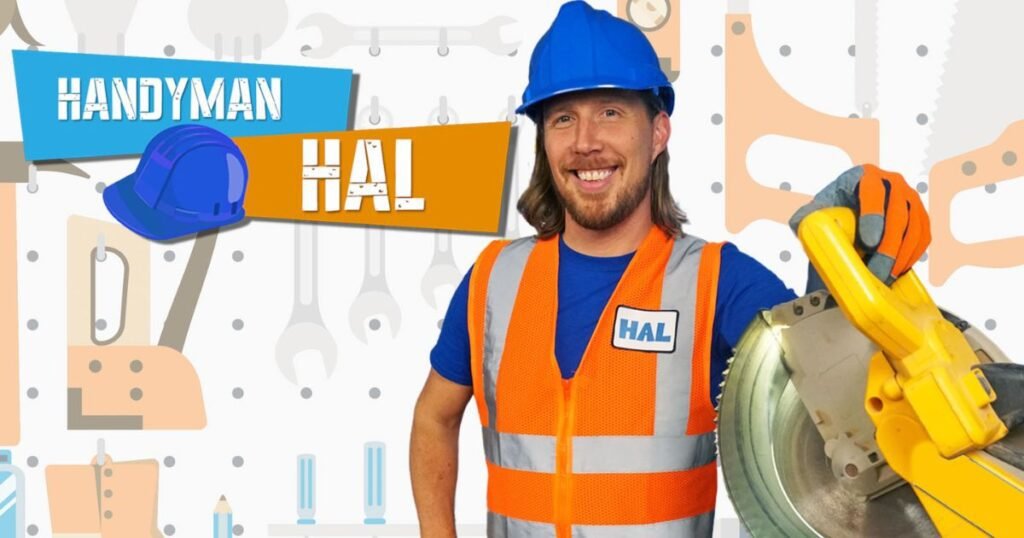 Handyman Hal smiling in safety gear holding a circular saw, representing his $20 million net worth success from YouTube and educational content.