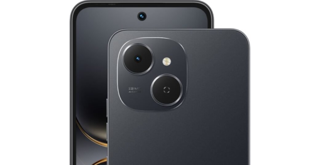 Smartphone camera with dual lenses and 13MP label.